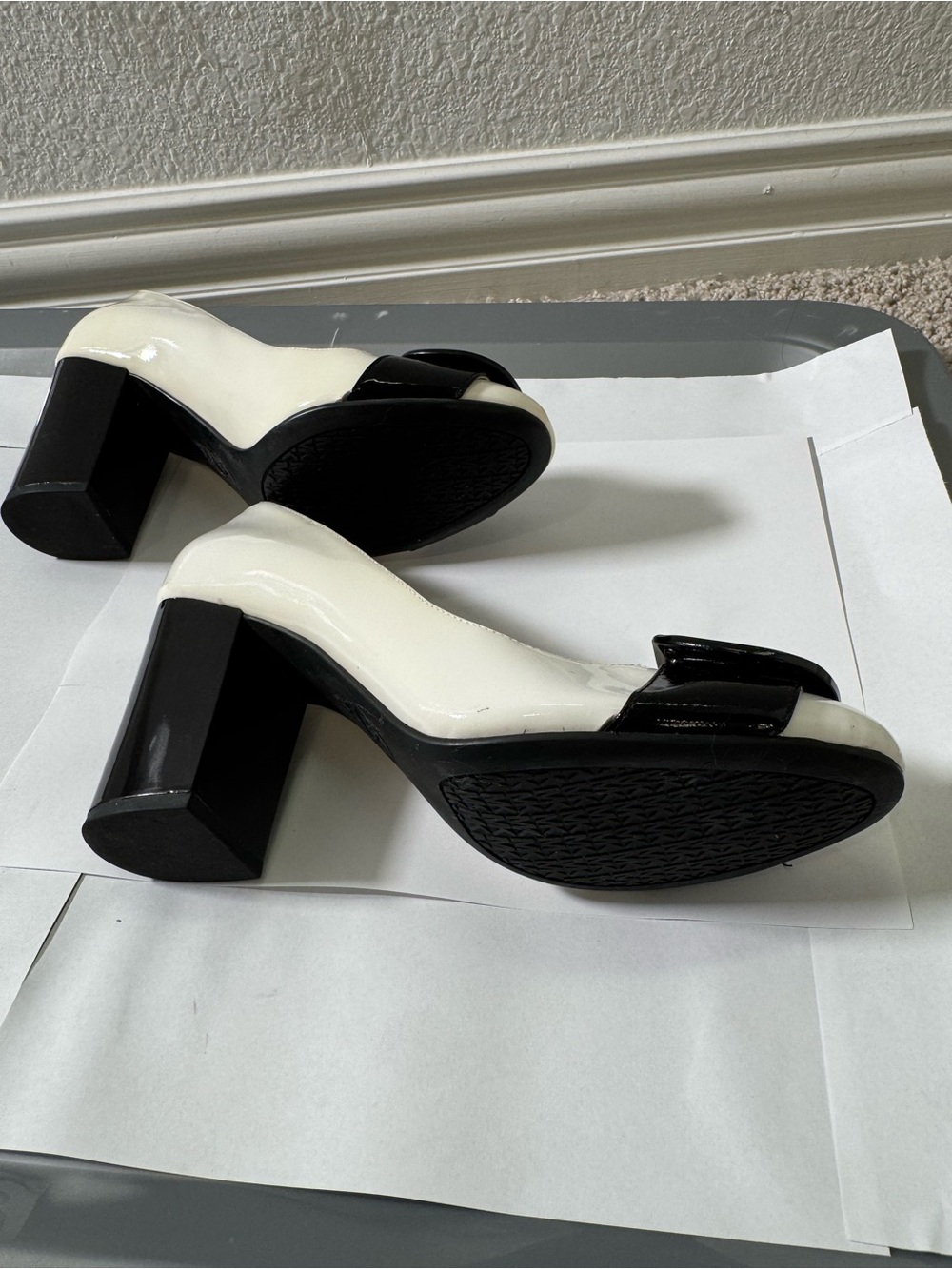Michael Kors Black & White Patent Leather with Black Accent Buckle / Black Heel - Picture 9 of 16